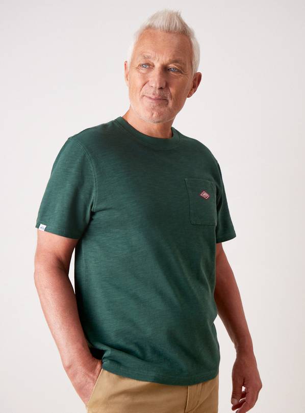 UNION WORKS Dark Green Logo Pocket T-Shirt XL